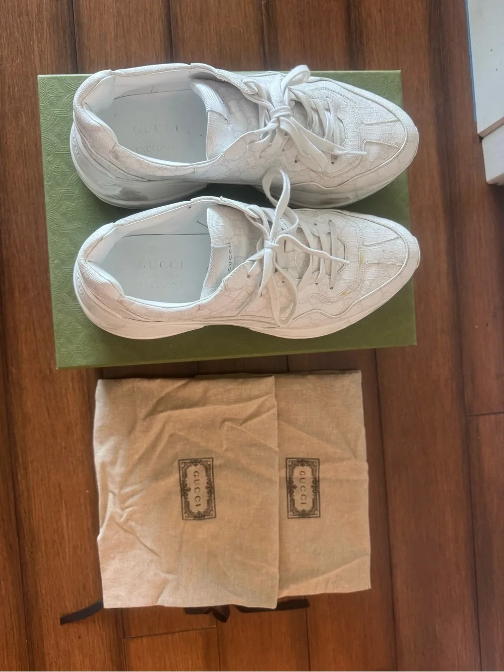 Gucci White Chunky Mesh & Leather Sneakers